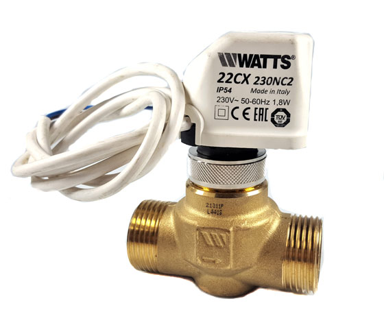 Watts - 22cx - 230nc2. 3 Way Soleniod Water Valve - 240 Volts, 1.8w - Pipes Connections 1/2"