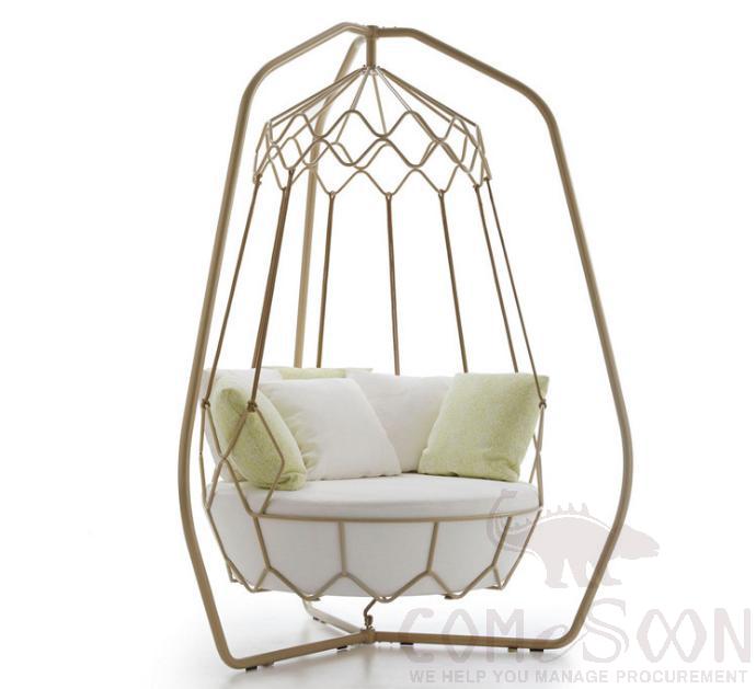 Outdoor Sofa Swing-Φ153cm, High-Density Sponge, Φ153*240cm