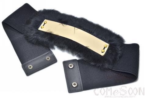 Belt-Elastic Band, Rabbit Hair, Imitation Leather