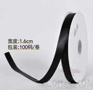 Double Sided Satin Ribbon, 1.6cm, Black product image