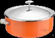 Chinese Straight 3-Ply Steel Orange Warming Pot with Stainless Steel Lid+ Ceramic Liner, 201/430 Ss+ Aluminum+ 304 Ss, Φ320×h120mm