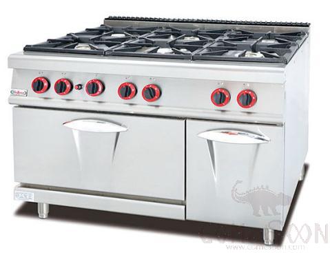 Stainless Steel Gas Range with 6-Burner and the Oven Below(201sus), 1200*900*920mm