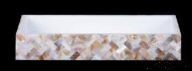 W2-White Bright Woven Flower Shell High Tray, Resin+ Shell, 304*164* 50 mm product image