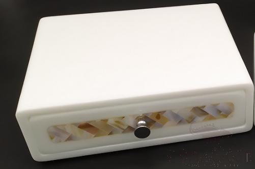 W1-White Bright Woven Flower Shell Single Drawer Large Box, Resin+ Shell, 234 * 194 * 70 mm