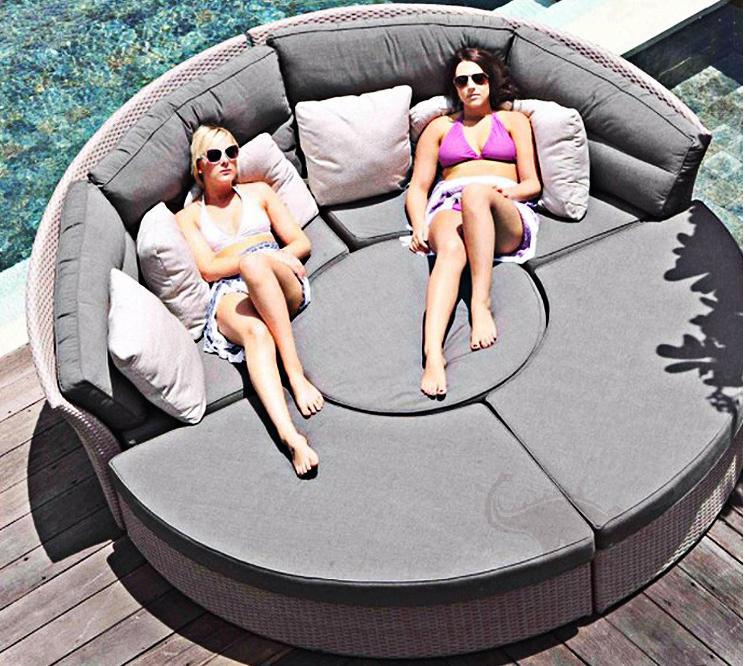 Outdoor Combination Bed-Φ240cm, High-Density Sponge, Φ240cm