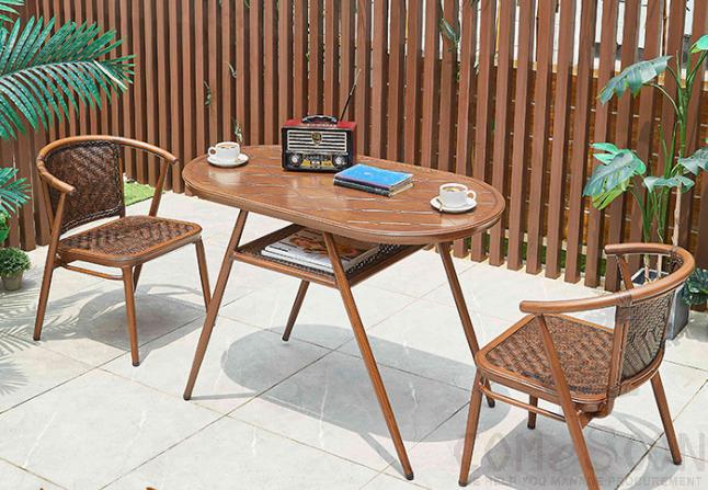 Outdoor Plastic Wood Table and Chair-Chair*2+ Table*1 product image