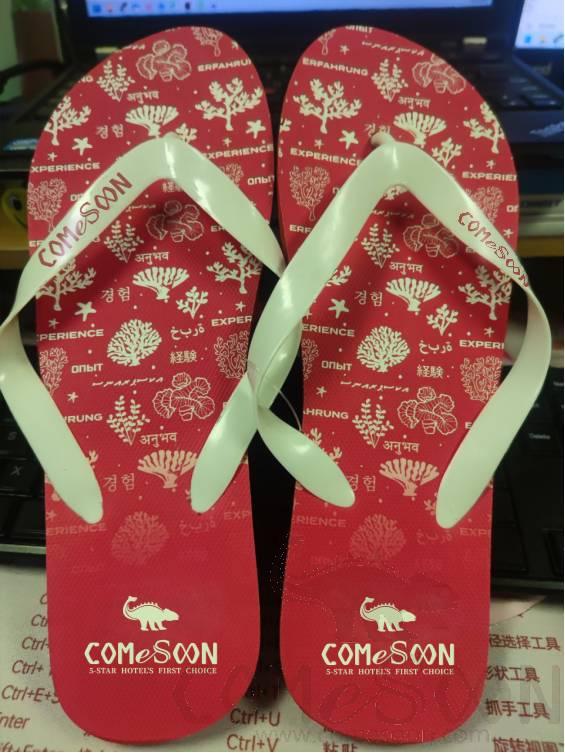 Red Flip-Flops, PE Bottom+ PVC Surface