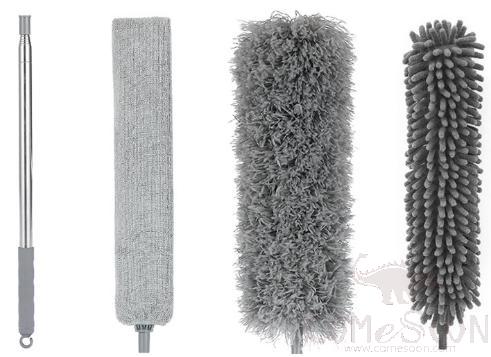 Dust Removal Package, W/ Long Telescopic Rod and Bed Brush and Gray Microfiber Head and Chenille Head