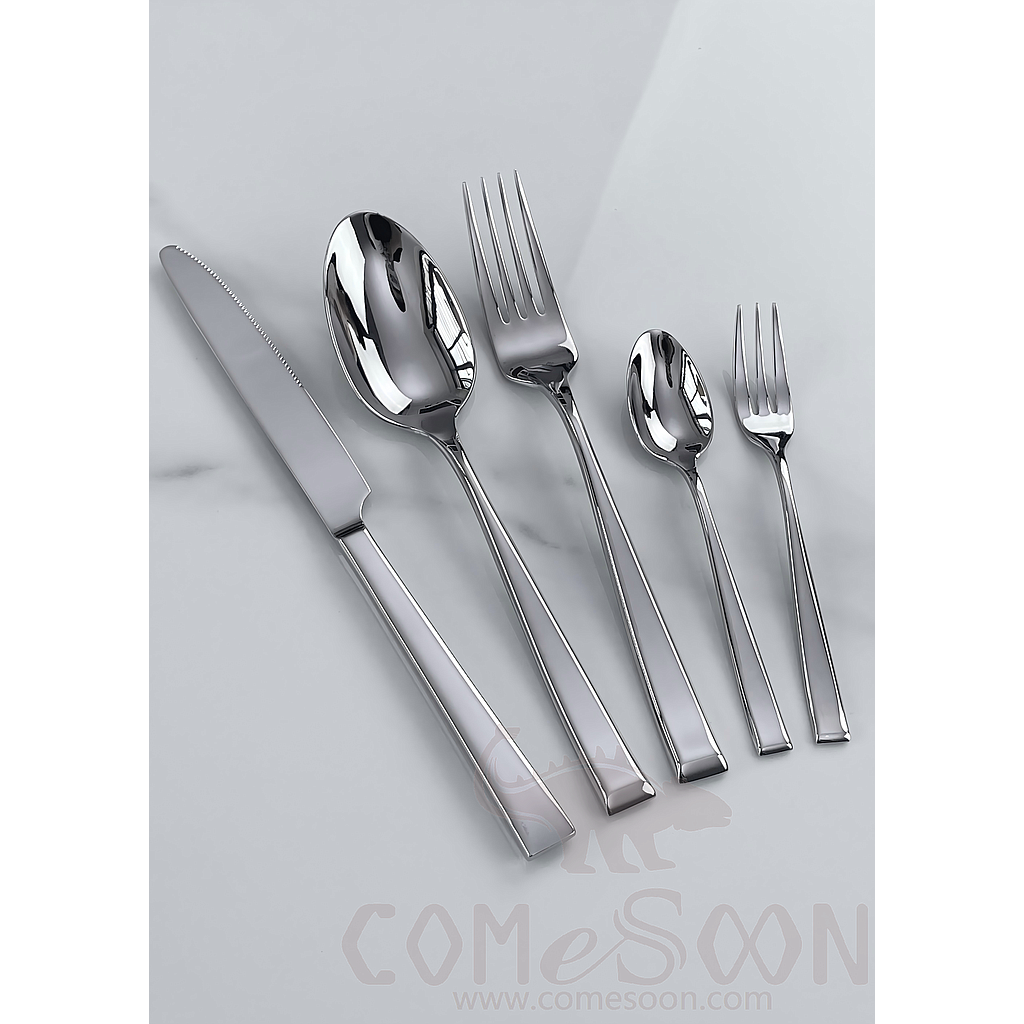 Curved Square Handle Tea Spoon, SUS 304, L14.3cm