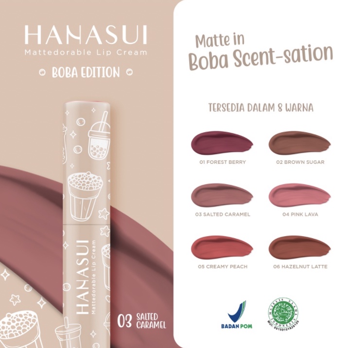 BPOM ORI HANASUI Mattedorable Lip Cream Boba Edition