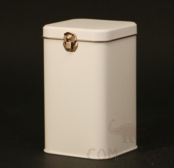 Locking Tea Can, Tinplate, White, 80*80*135mm