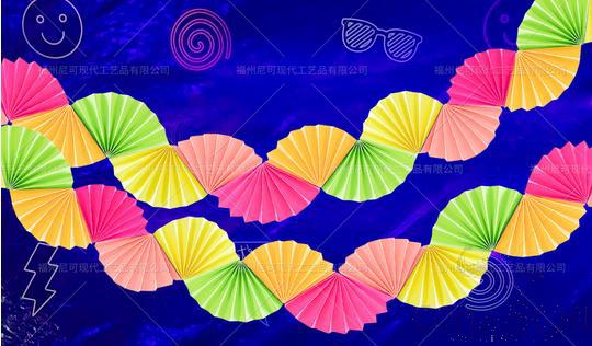 Fluorescent Color Folding Fan Flag