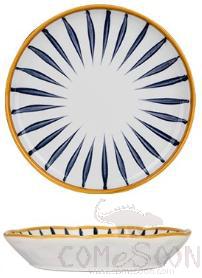 Japanese 6.9" Outer Convex Shaped Deep Plate -Blue Stripe product image