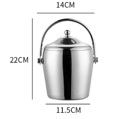 Ice Bucket Silver Color Double Wall 1L