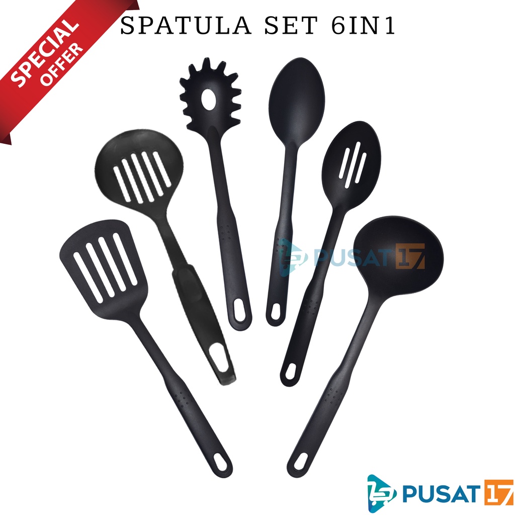 PUSAT17 SPATULA SET ISI 6PCS SODET SUTIL SARINGAN CENTONG SAYUR DAPUR / SET PERLENGKAPAN MASAK DAPUR SERBAGUNA / COOKING SET  