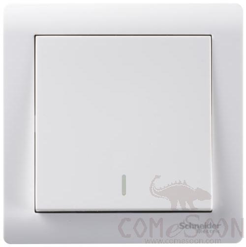 Single Gang Switch, 1 Gang 1 Way, with Light, White, Schneider