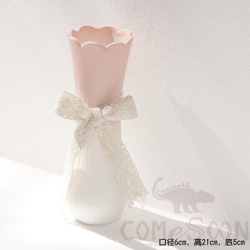 Vase, Ceramic, Gradient Pink, Φ5cm*H21cm
