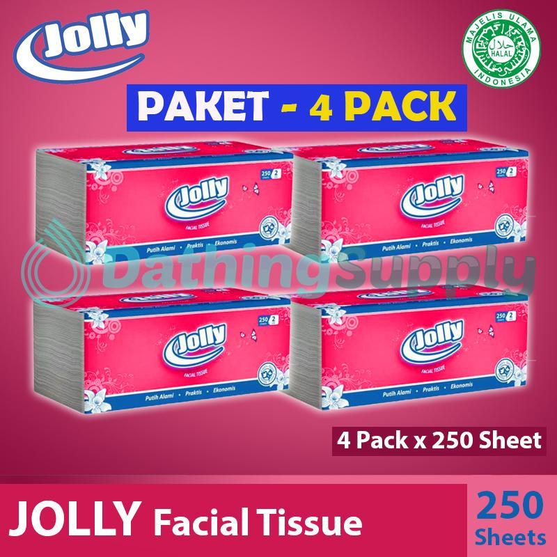 PAKET 4 PACK Tisu Pembersih Wajah JOLLY Facial Tissue 250s Sheet 2 ply - 250 Lembar 2 Rangkap/Lapis x 4 PCS/PACK - Tissu Muka