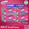 PAKET 4 PACK Tisu Pembersih Wajah JOLLY Facial Tissue 250s Sheet 2 ply - 250 Lembar 2 Rangkap/Lapis x 4 PCS/PACK - Tissu Muka