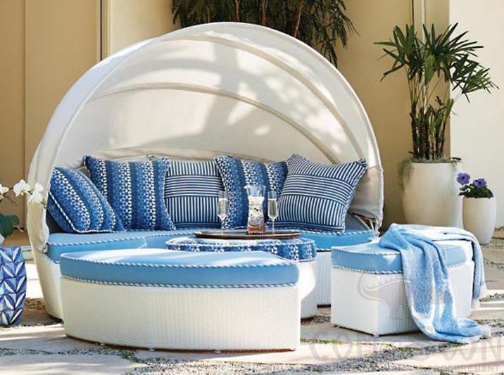Outdoor Combination Bed-Φ200cm, High-Density Sponge, Φ200cm