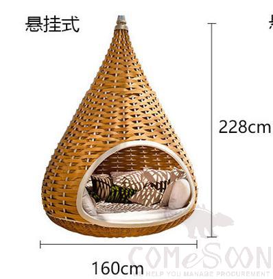 Outdoor Rattan Bed-160cm, Environmentally Friendly PE Rattan+ Aluminum Alloy Frame+ Waterproof Cloth+ High-Density Sponge, Φ160*228cm