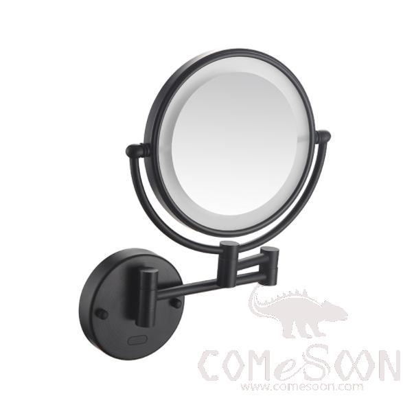 Led Makeup Mirror-Plug / Double-Sided Mirror / Inductive Switch - Matte Black - 8 inch (20cm) Single - Copper+ SUS304