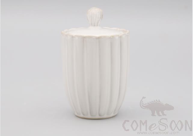 Chrysanthemum Large Sealed Jar, White, 7.25", 500ML