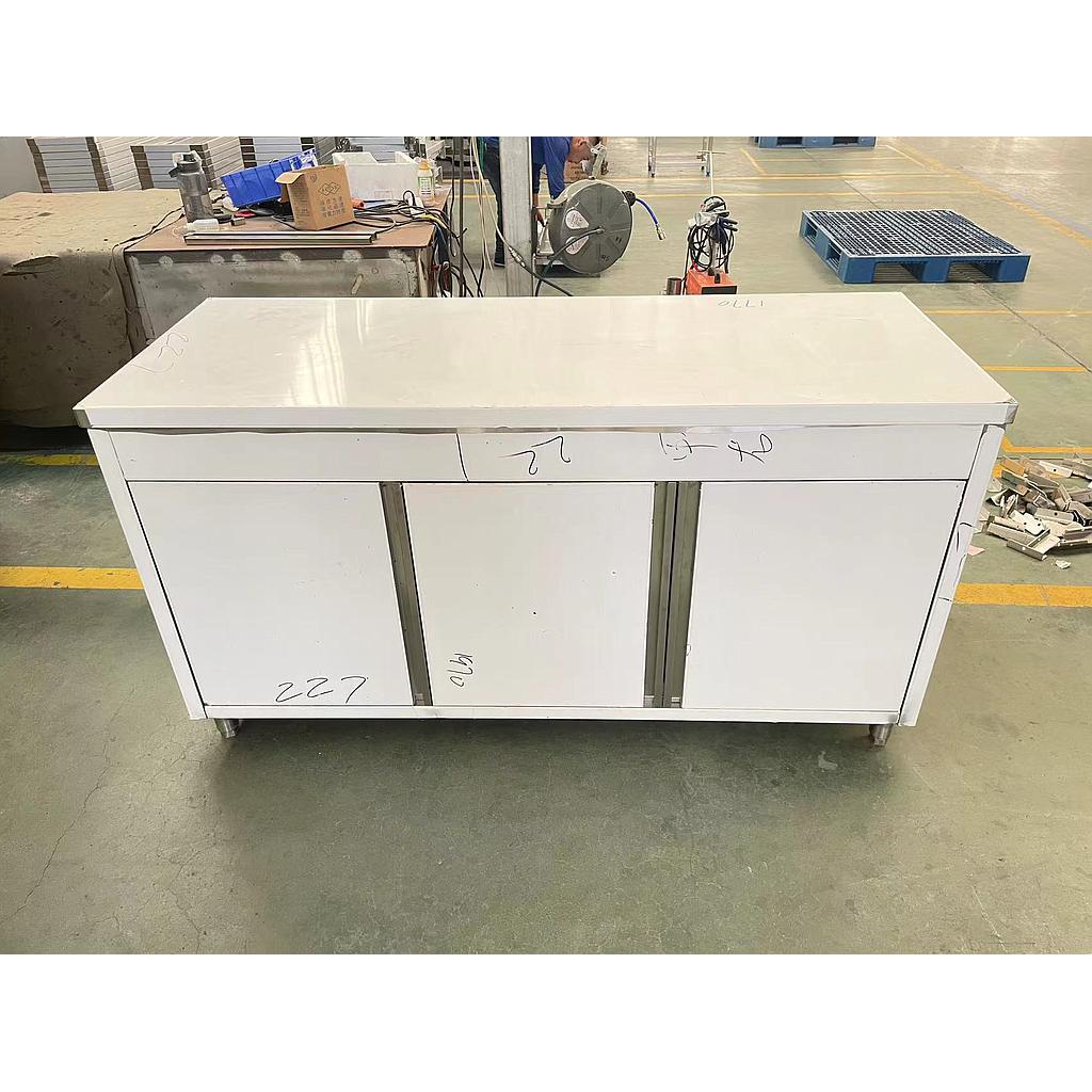 Kitchen Storage Cabinet W/three Sliding Doors, L168*W65*H80+ 10cm, SUS 304