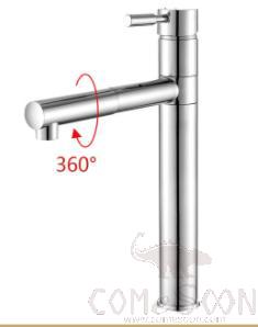 High-hole cold water faucet, 360-degree rotation-brass
