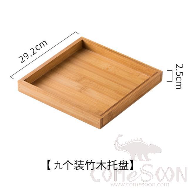 Bamboo Wooden Tray, 9 Compartments, L29.5*W29.5*H2.5cm