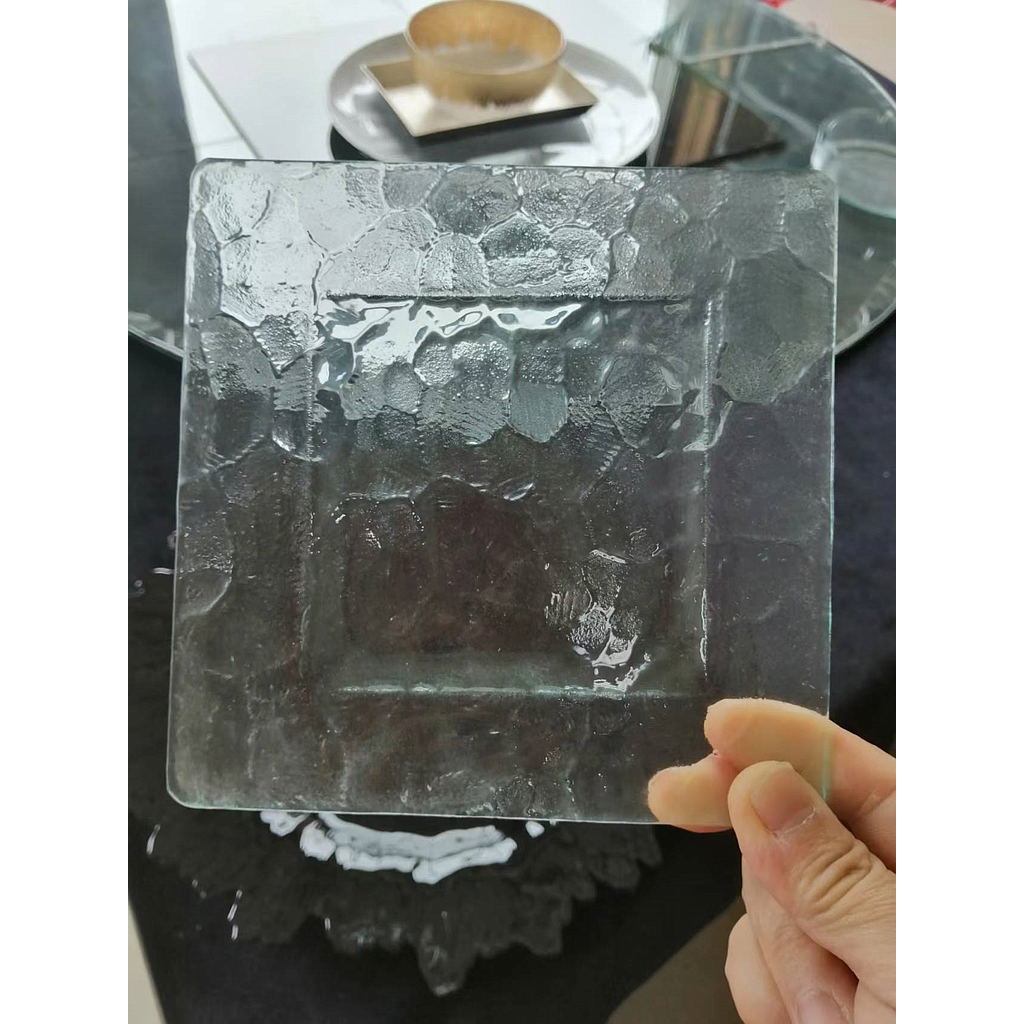 Square Glass Plate, Floral Pattern on the Bottom, Custom Colors Available, 22.5*22.5*H1.6cm
