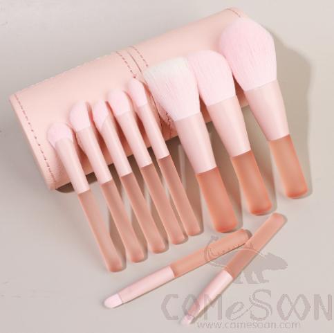 Nylon Cosmetic Brush Set+ Organiser, Pink, 14cm