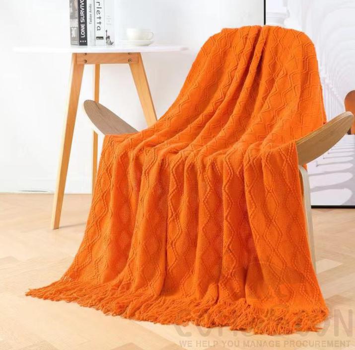 Blanket, Orange, Acrylic127*152+ 15cm