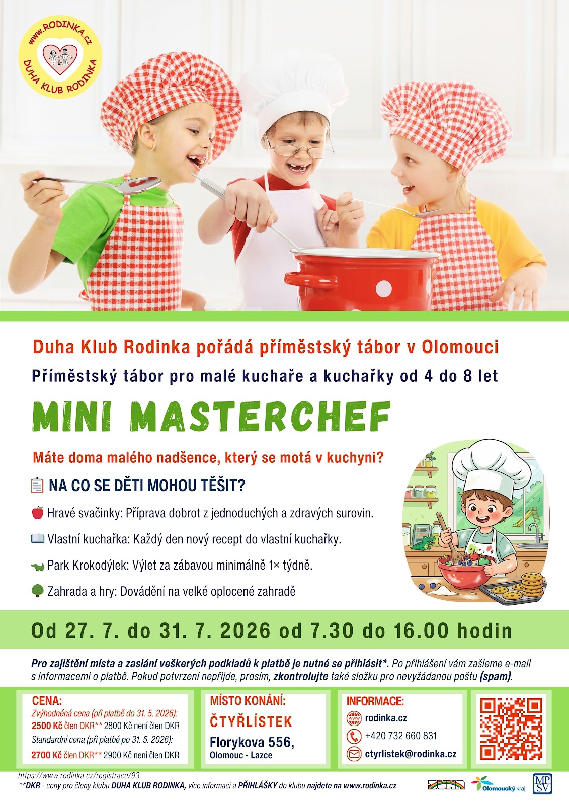 Leták Tábor Mini MasterChef Olomouc