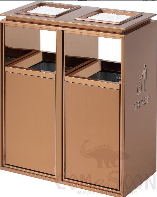 Ashtray Double Trash Can, 201, Rose Gold, 660*330*720mm, Dustbins
