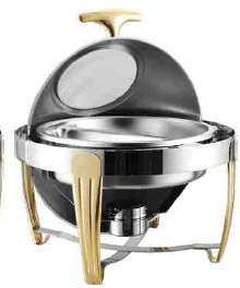 721 Series-Round Chafng Dish W/golden Feet&glass Lid