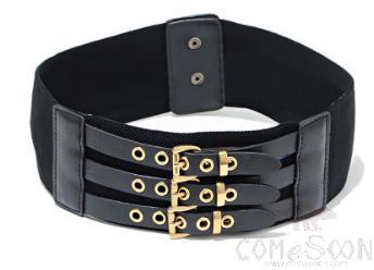 Belt-Elastic Belt, Imitation Leather, Metal