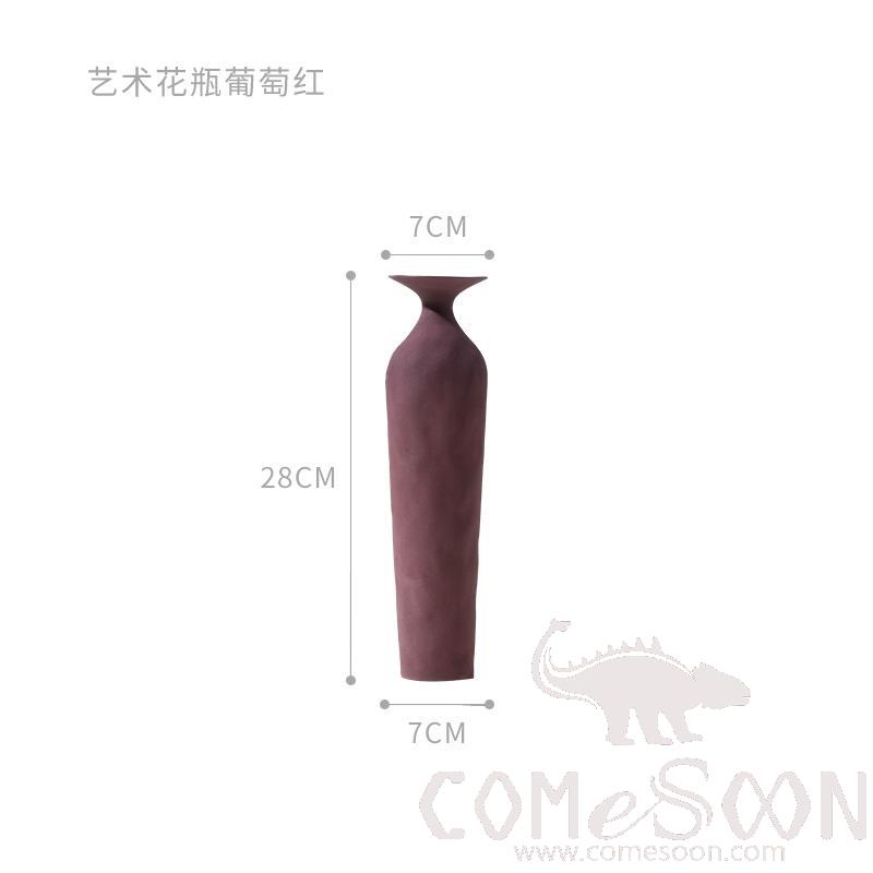 Morandi Flat Art Flower Vase, Deep Purple Gray, D