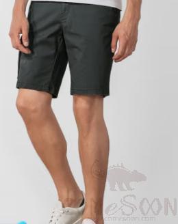 Men's Five-Point Short, Cotton, Grey-Green