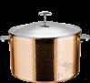 Triple Steel Hammer Stamped Rose Gold Warm Stock Pot with Stainless Steel Lid, 201/430 Ss+ Aluminum+ 304 Ss, Φ320×h250mm