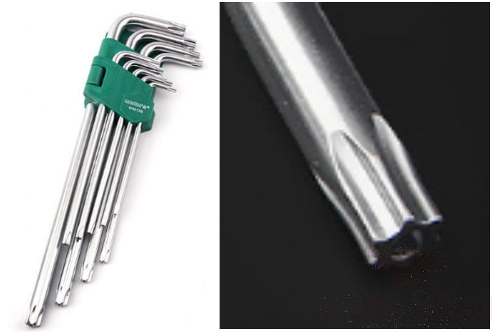 Extra Long Arm Torx Hex Key Set 9pcs, Cr-v Chrome Vanadium Steel