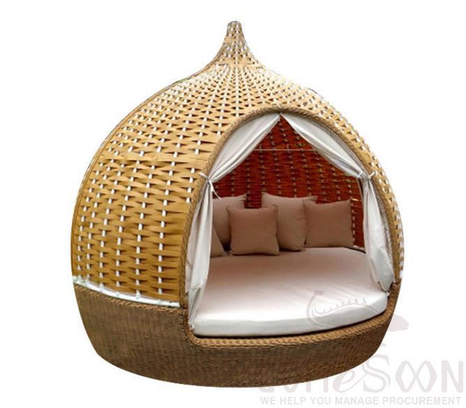 Outdoor Rattan Bed-210cm, 210*168*190cm