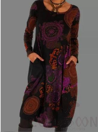 Ethnic Style Dress, Polyester Fiber, S