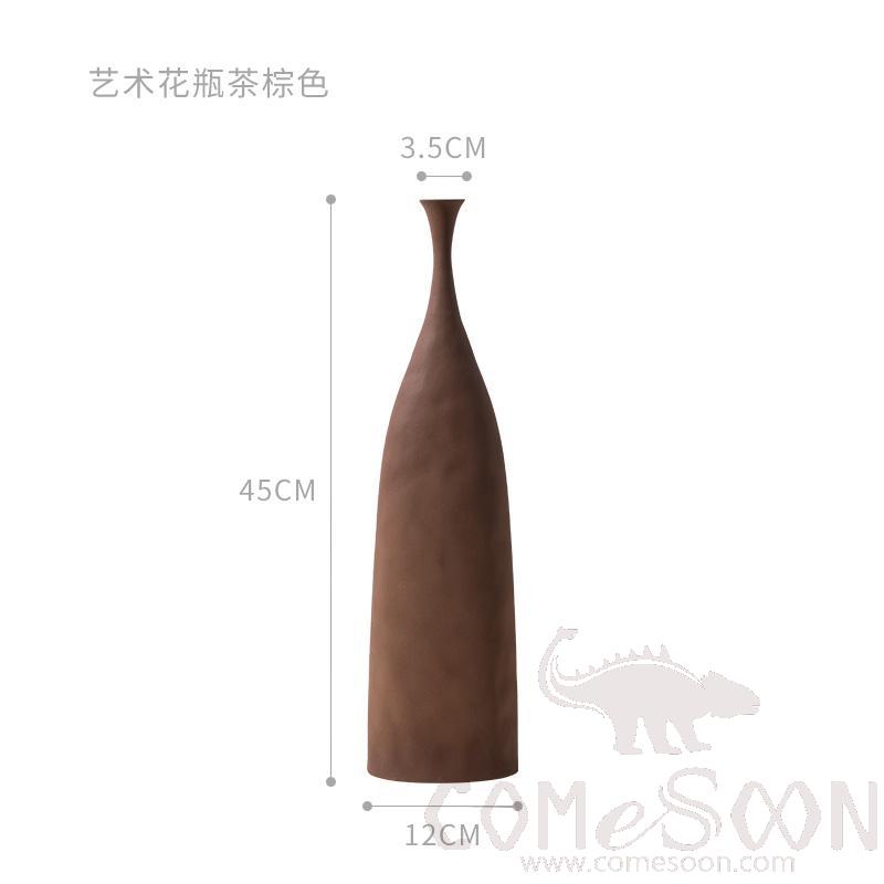 Morandi Flat Art Flower Vase, Warm Brownish Gray, D