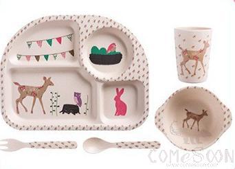 Bamboo Fiber Compartmentalized Children's Tableware, Sika Deer