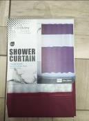Stitched Shower Curtain-Burgundy, Peeva, L180* W200cm
