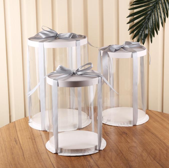 Custom Transparent Round Cake Box, 8-inch Single Layer, 26*26*18cm