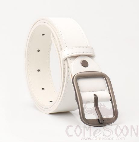 Pu Belt, High Quality Pu+ Alloy Buckle, White, L103*W3cm