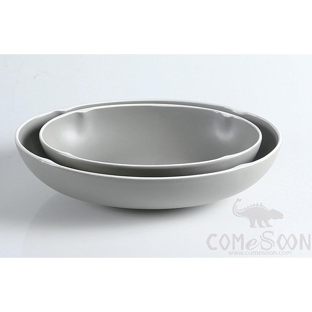 White Grey Series 12" Oval Deep Bowl