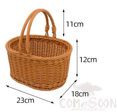 Ellipses Handmade Woven Rattan Carrying Basket, 23 * 18 * 12 / 24, Dark Brown